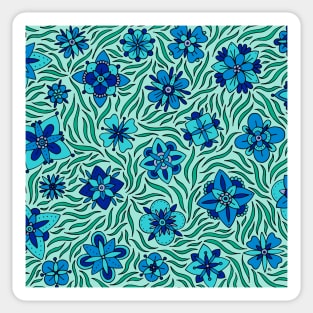 Turquoise and Blue Flowers Sticker